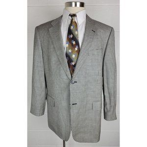 John Nordstrom Houndstooth Check Sport Jacket Silk &‎ Wool 46L